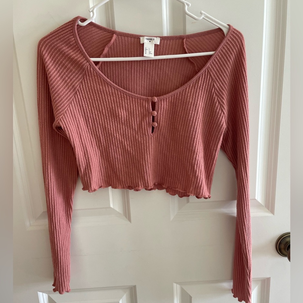 Forever 21 Cropped Pink Long Sleeve